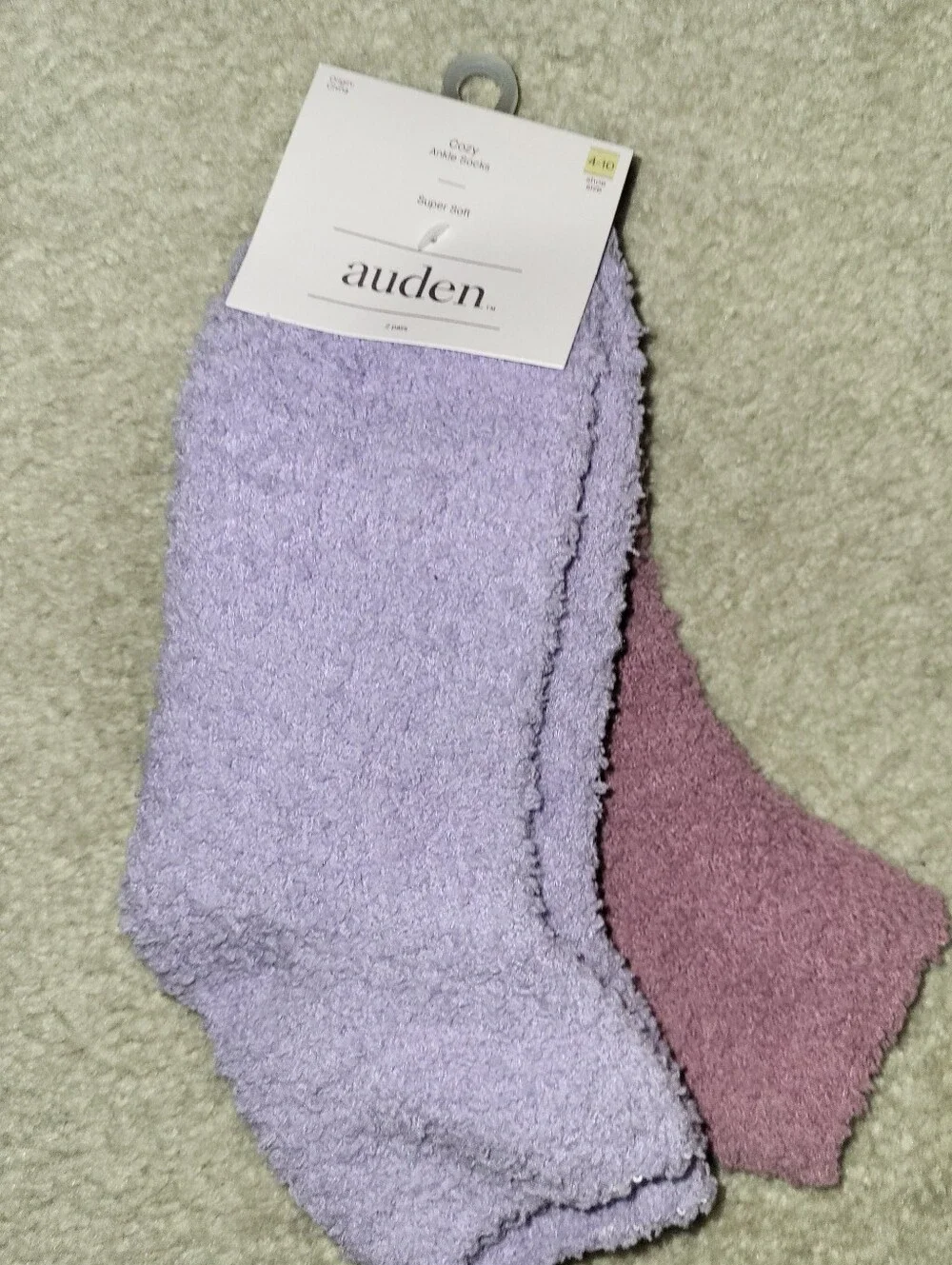 Auden Plush Cozy Fuzzy Ankle Socks in Lavender and Mauve fit 4-10 Shoe Size